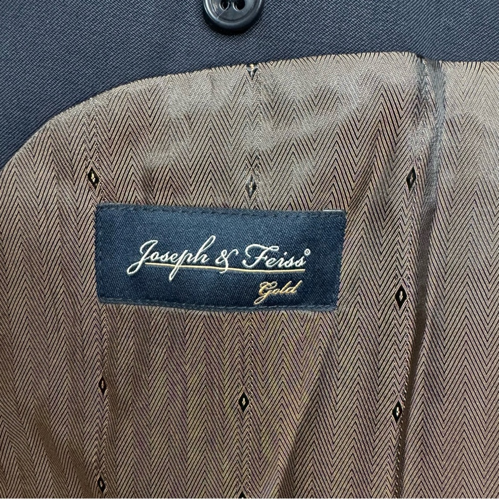 Joseph & Feiss Gold 2 Button Blazer Navy Blue 100% Wool Size 50L - Picture 4 of 7